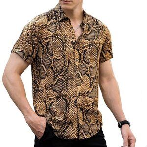 Men Shirt Snake Print Button Down Stylish Shirt